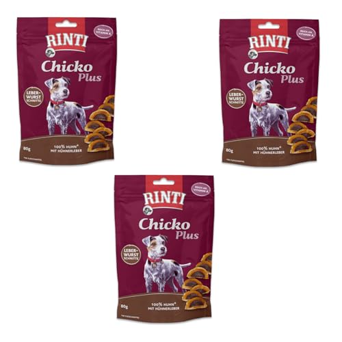 Rinti Chicko Plus Leberwurstschnitte | 3er Pack | 3 x 80 g | Leckerli für Hunde | Hühnerbrustfilet mit Hühnerleber gefüllt | Schonend luftgetrocknet ohne Zusatzstoffe Rinti Chicko Plus Leberwurstschnitte | 3er Pack | 3 x 80 g | Leckerli für Hunde | Hühnerbrustfilet mit Hühnerleber gefüllt | Schonend luftgetrocknet ohne Zusatzstoffe von Rinti