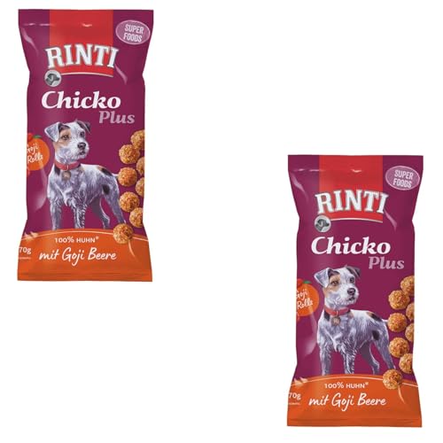 Rinti Chicko Plus Superfoods mit Goji Beeren | Doppelpack | 2 x 70 g | Belohnungssnack für Hunde | Hühnerbrustfilet mit Goji Beere | Schonend luftgetrocknet und ohne Fleischmehle Rinti Chicko Plus Superfoods mit Goji Beeren | Doppelpack | 2 x 70 g | Belohnungssnack für Hunde | Hühnerbrustfilet mit Goji Beere | Schonend luftgetrocknet und ohne Fleischmehle von Rinti