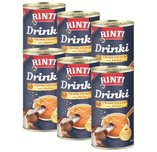 Rinti Drinki Huhn 6 x 185ml | Trinksnack für Hunde | mit Fleischsaft & Hühnerbrustfilet | kalorienarm | erhöht die Flüssigkeitsaufnahme | Ergänzungsfuttermittel von Rinti