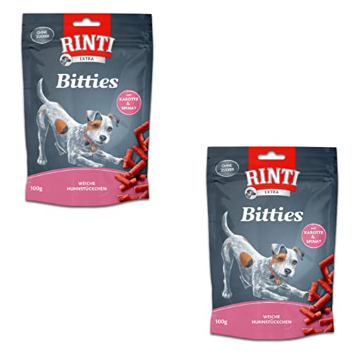 Rinti Extra Bitties - Leckerli für Hunde mit Huhn, Karotte und Spinat - Doppelpack - 2 x 100 g von Rinti