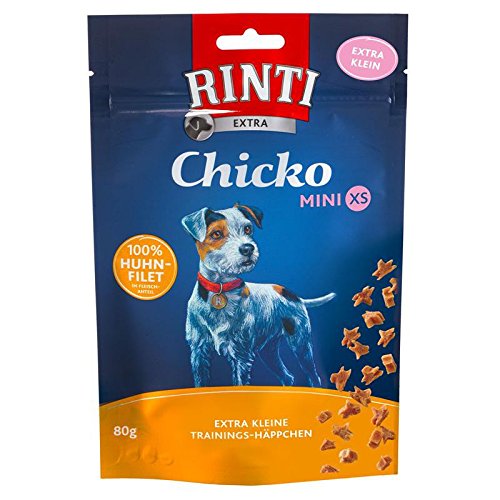 Rinti Extra Chicko Mini XS Huhn | 12x 80g Snack | Vorteilspackung Hundesnack für kleine Hunde | gesunder Hundesnack mit Hühnchen | gut verdaulicher Trainingssnack von Rinti