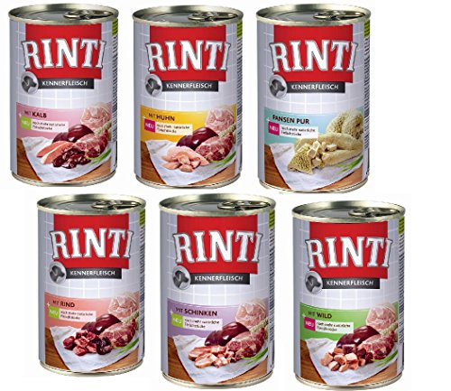 Rinti Kennerfleisch 60 x 400g (6 x Kalb, Schinken, Rind, Pansen, Huhn, Wild, Pute, Lamm, Rentier u. Ente) von Rinti