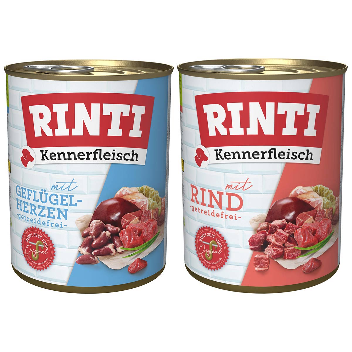 Rinti Kennerfleisch Mix Rind & Geflügelherzen 24x800g Rinti Kennerfleisch Mix Rind & Geflügelherzen 24x800g von Rinti
