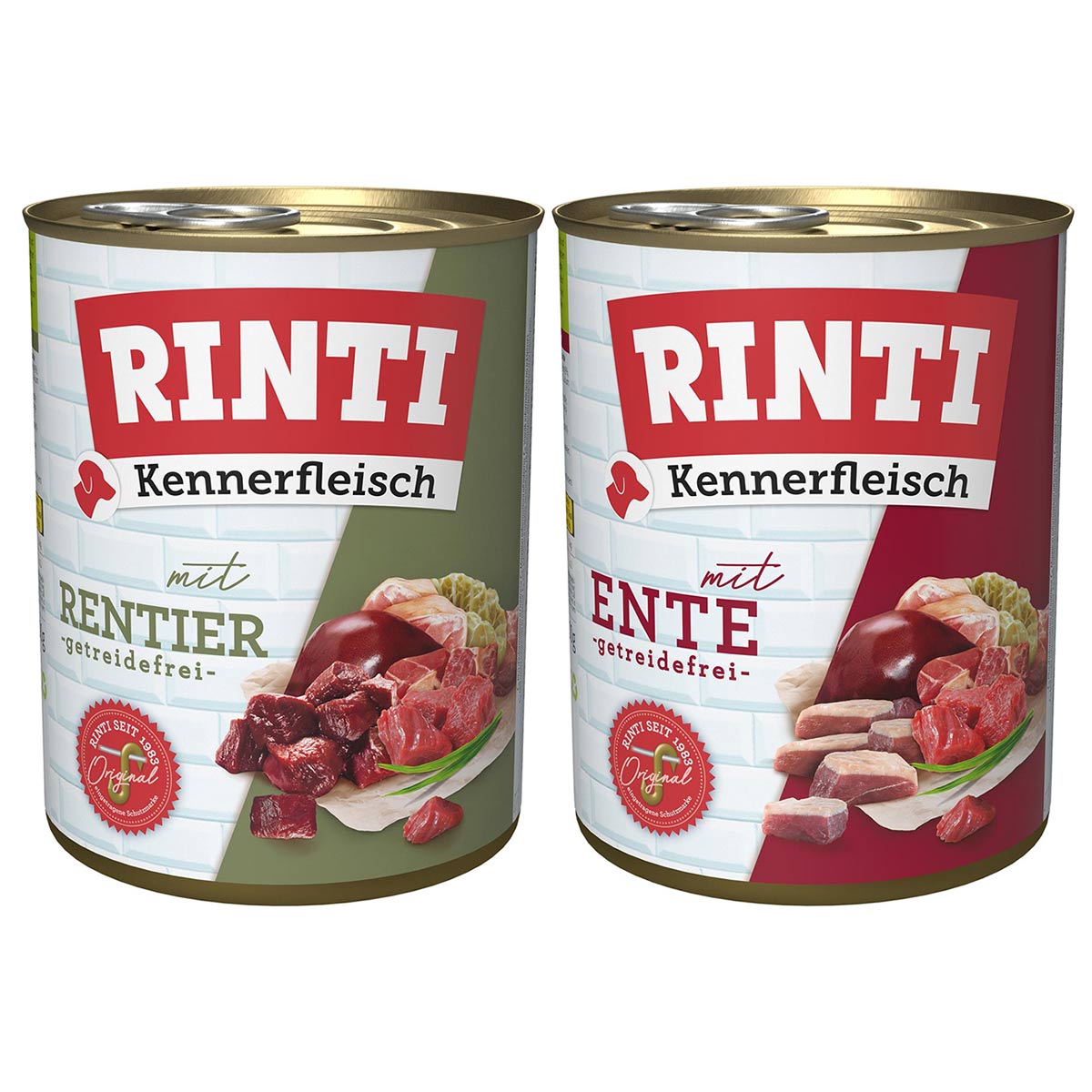 Rinti Kennerfleisch Mixpaket mit Ente und Rentier 24x800g von Rinti