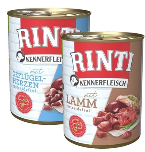 Rinti Kennerfleisch Multipack Geflügelherzen & Lamm 24 x 800 g von Rinti