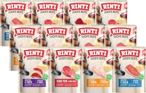 Rinti Leichte Beute Mixpaket 12 x 400g | Garantierter 4 Sorten-Mix | Getreidefreies Hundefutter | Wenig Fett | Ohne Soja & Zusatzstoffe von Rinti