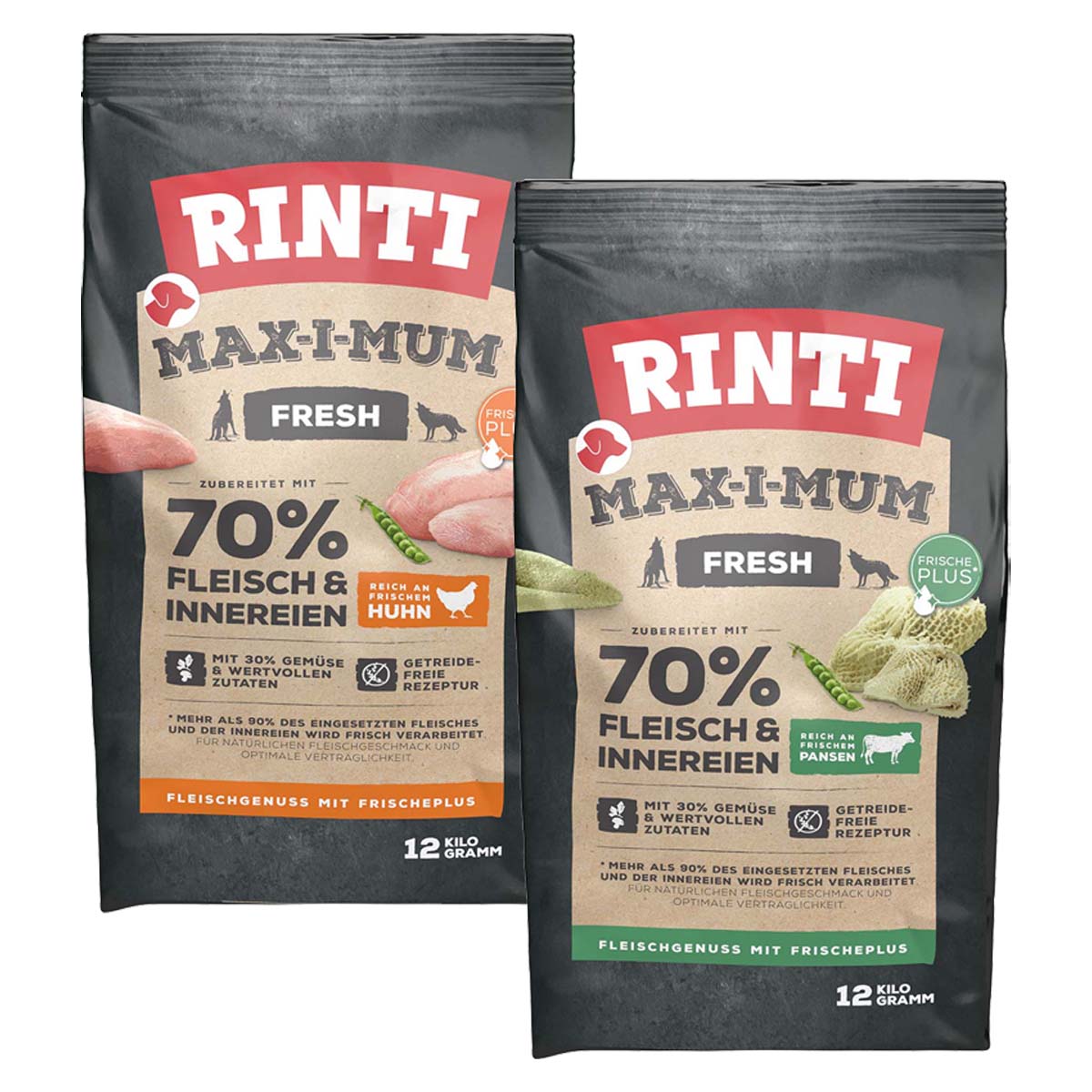 Rinti Max-i-Mum Huhn und Pansen Mixpaket 2x12kg Rinti Max-i-Mum Huhn und Pansen Mixpaket 2x12kg von Rinti