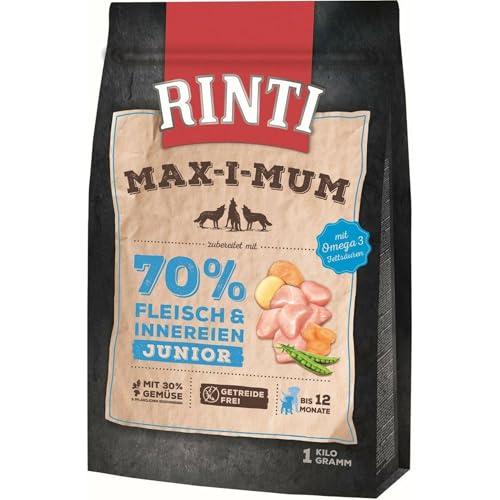 Rinti Max-i-Mum Junior Huhn GETREIDEFREI 1kg Trockenfutter für Junge Hunde Größe 1 x 1kg von Rinti