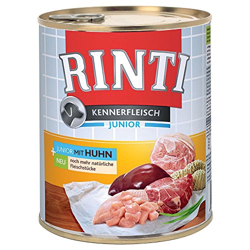 Rinti Pur Kennerfleisch Junior Huhn für Hunde, 12er Pack (12 x 800 g) von Rinti