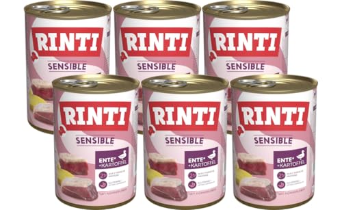 Rinti Sensible Ente, Hühnerleber + Kartoffel 6 x 400g | Hypoallergenes Nassfutter für Sensible Hunde | Getreidefrei, glutenfrei, ohne Soja | Nur 2 Proteinquellen | Hochwertige Vollnahrung Rinti Sensible Ente, Hühnerleber + Kartoffel 6 x 400g | Hypoallergenes Nassfutter für Sensible Hunde | Getreidefrei, glutenfrei, ohne Soja | Nur 2 Proteinquellen | Hochwertige Vollnahrung von Rinti