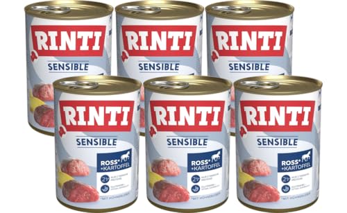 Rinti Sensible Ross, Hühnerleber & Kartoffel 6 x 400g | Nassfutter für Sensible Hunde | Getreidefrei, glutenfrei & hypoallergen | Hochverdauliches Alleinfutter bei Futtermittelallergien Rinti Sensible Ross, Hühnerleber & Kartoffel 6 x 400g | Nassfutter für Sensible Hunde | Getreidefrei, glutenfrei & hypoallergen | Hochverdauliches Alleinfutter bei Futtermittelallergien von Rinti