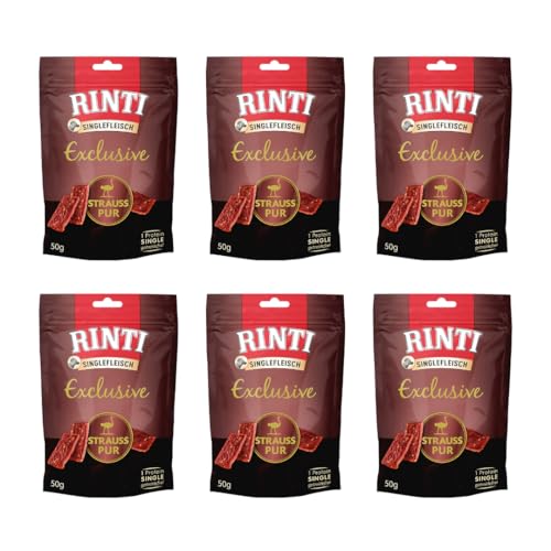 Rinti Singlefleisch Exclusive Strauß pur | 6er Pack | 6 x 50 g | Belohnungssnack für ausgewachsene Hunde | Für empfindliche Hunde bei Allergien oder Unverträglichkeiten | Leicht verdaulich Rinti Singlefleisch Exclusive Strauß pur | 6er Pack | 6 x 50 g | Belohnungssnack für ausgewachsene Hunde | Für empfindliche Hunde bei Allergien oder Unverträglichkeiten | Leicht verdaulich von Rinti
