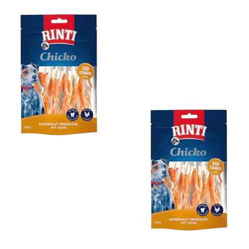Rinti Snack Chicko Kaustangen aus Rinderhaut mit Huhn & Ente Doppelpack | auch als Mix im Doppelpack | 2X 150g (Huhn) von Rinti