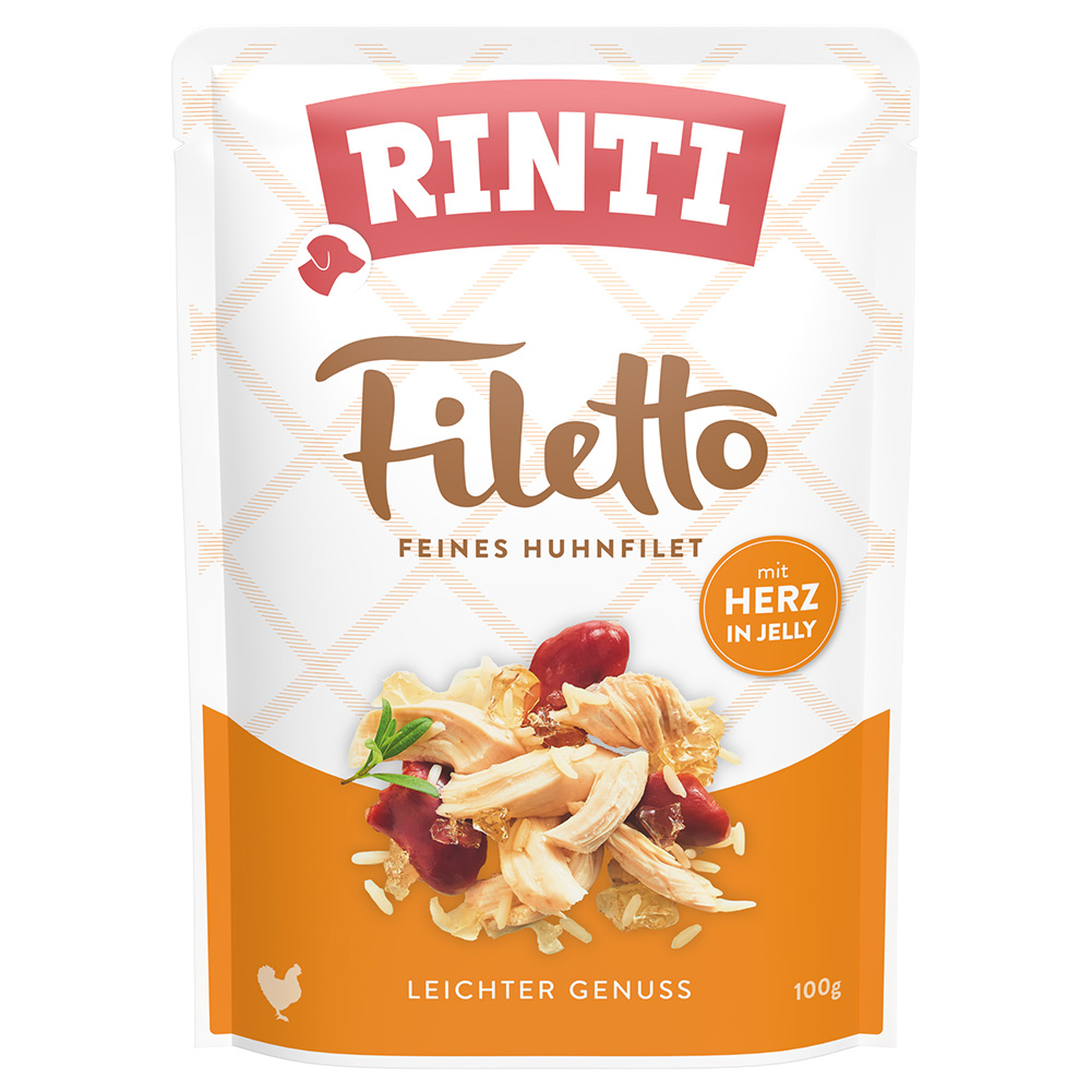 Sparpaket RINTI Filetto Pouch in Jelly 48 x 100 g - Huhn mit Herz von Rinti
