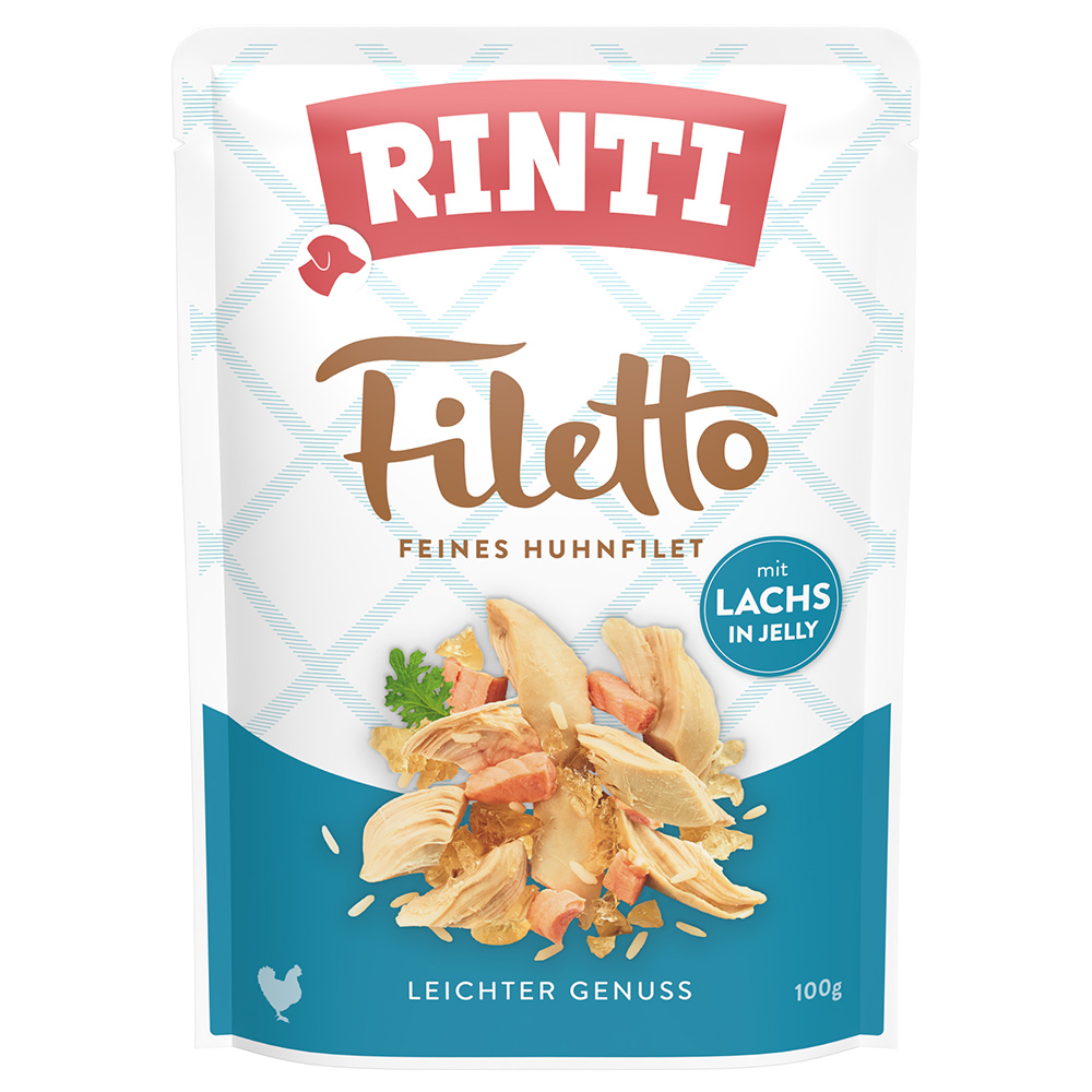 Sparpaket RINTI Filetto Pouch in Jelly 48 x 100 g - Huhn mit Lachs von Rinti