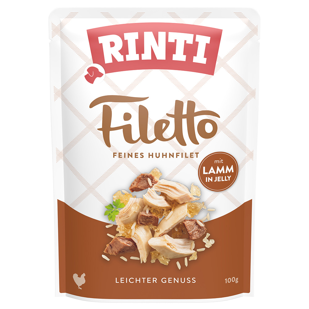 Sparpaket RINTI Filetto Pouch in Jelly 48 x 100 g - Huhn mit Lamm von Rinti