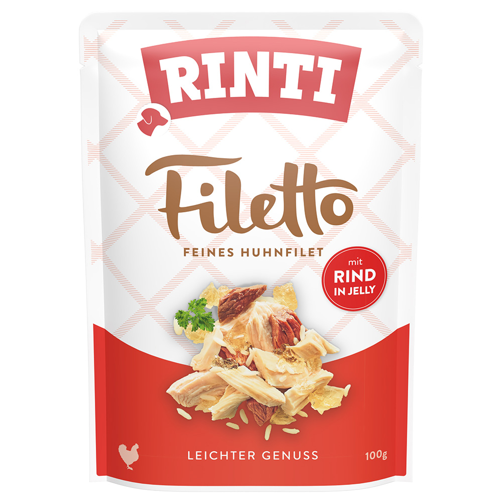 Sparpaket RINTI Filetto Pouch in Jelly 48 x 100 g - Huhn mit Rind von Rinti