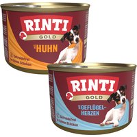 Sparpaket RINTI Gold 24 x 185 g - Mix I (Geflügelherzen, Huhnstückchen) von Rinti