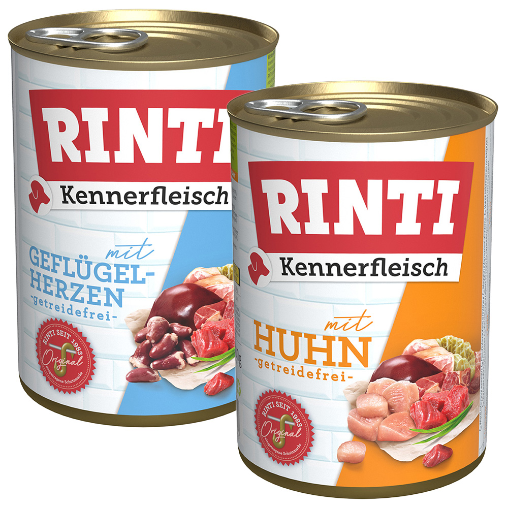 Sparpaket RINTI Kennerfleisch 12 x 400 g - Mixpaket Geflügel: 2 Sorten von Rinti