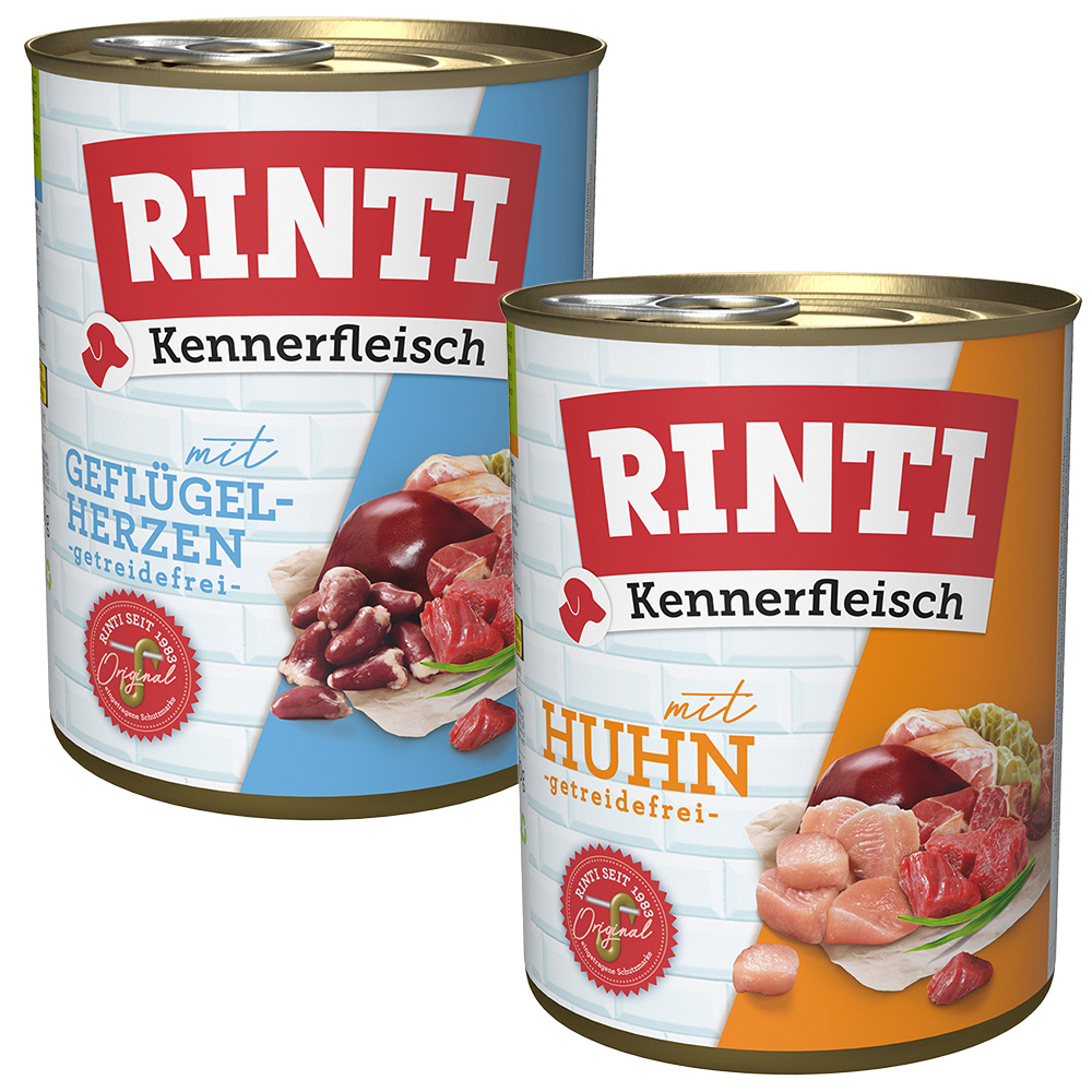 Sparpaket RINTI Kennerfleisch 24 x 800g - Mixpaket: Geflügel, 2 Sorten von Rinti