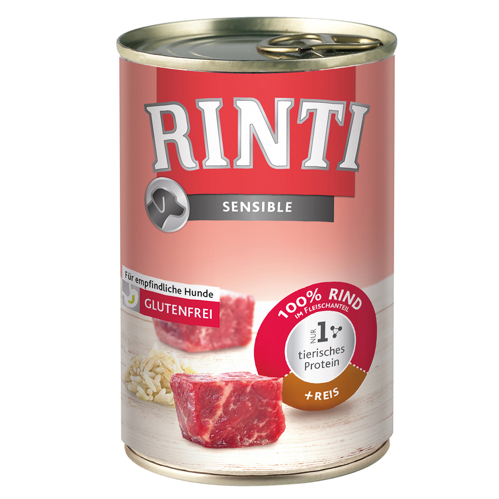 Sparpaket RINTI Sensible 12 x 400 g - Rind & Reis von Rinti