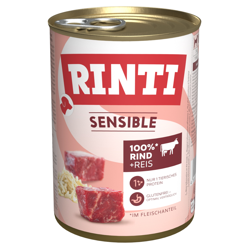 Sparpaket RINTI Sensible 12 x 400 g - Rind & Reis von Rinti