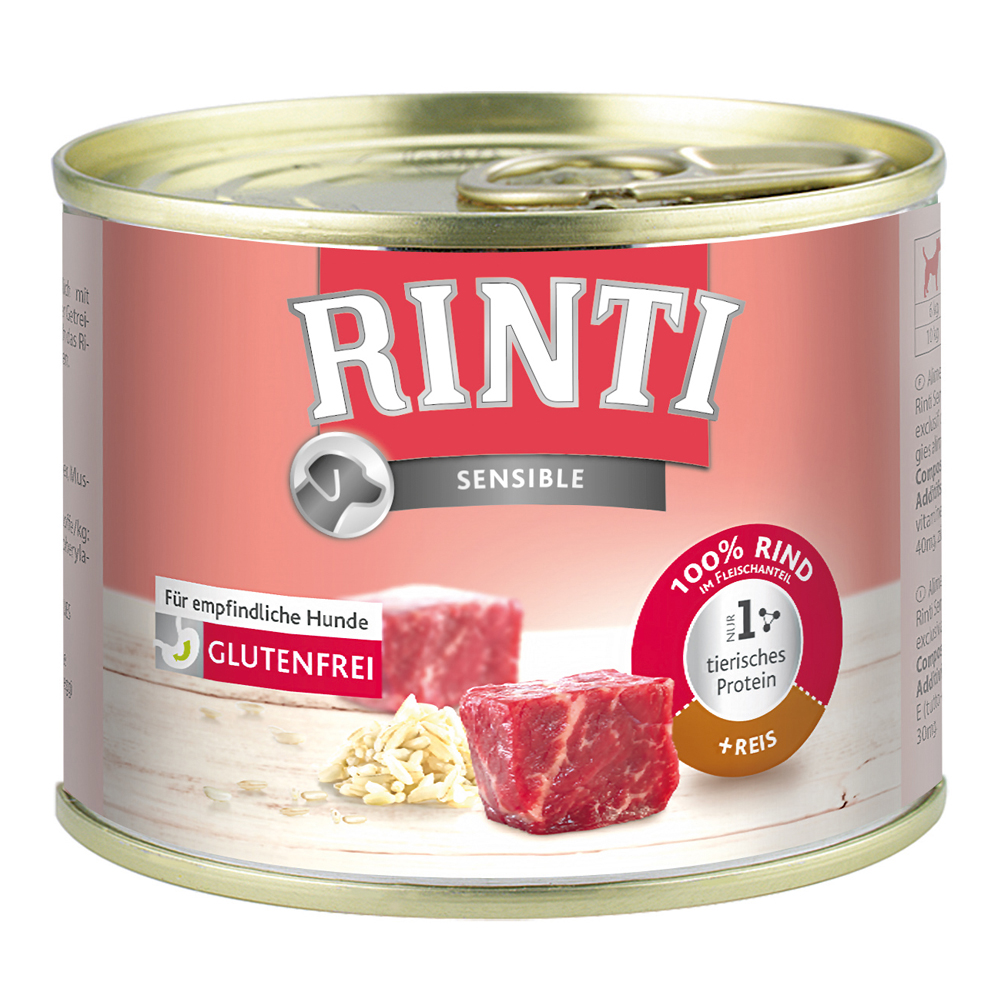 Sparpaket RINTI Sensible 24 x 185 g - Rind & Reis von Rinti