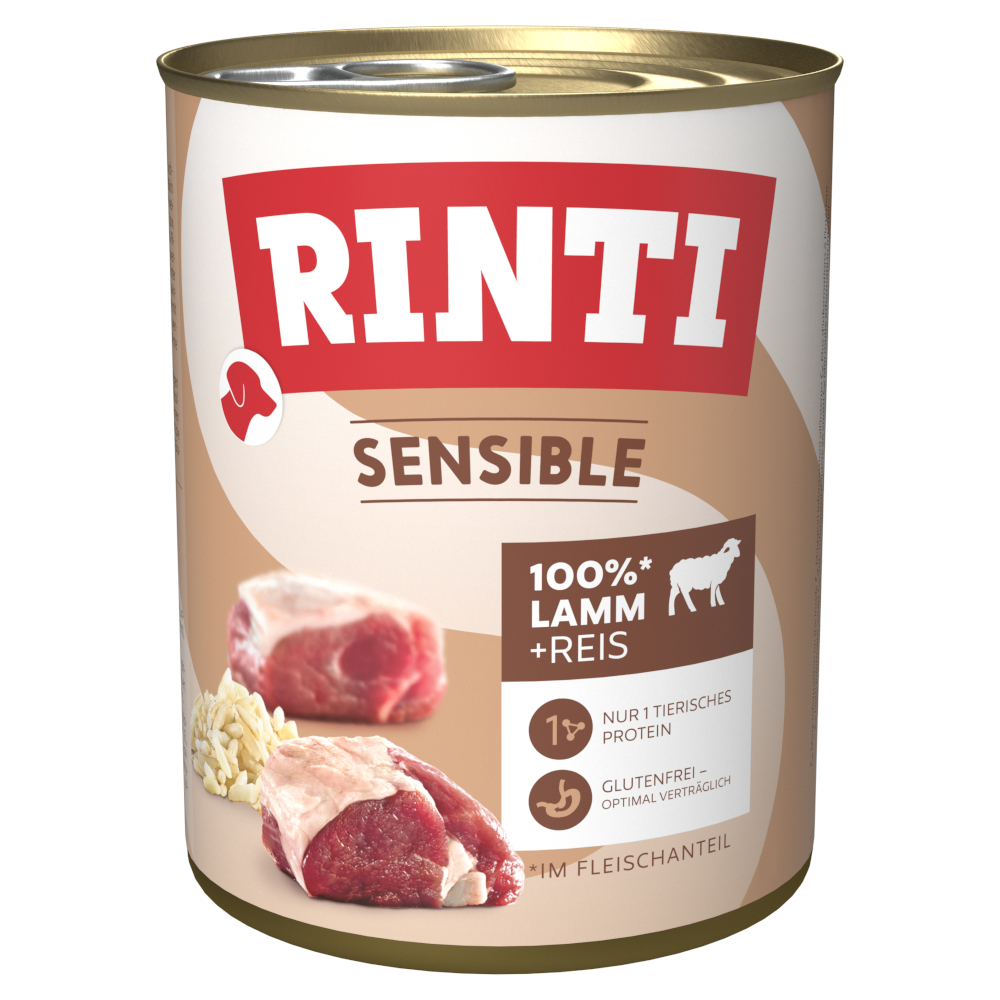 Sparpaket: RINTI Sensible 12 x 800 g - Lamm & Reis von Rinti