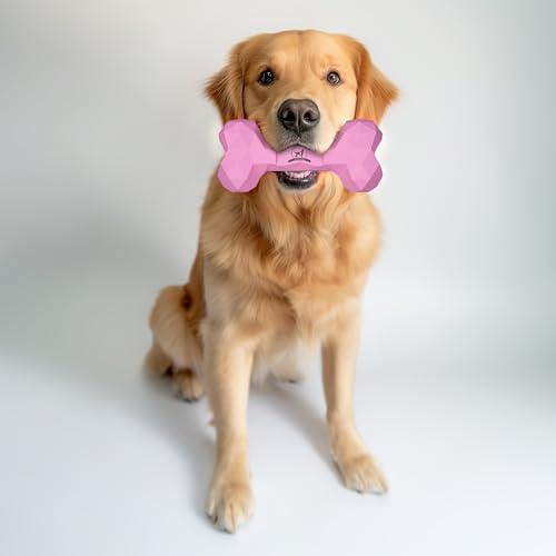 Kauspielzeug für Hunde Kauknochen robust & langlebig: Hundespielzeug gegen Langeweile aus Naturkautschuk für aggressives kauen - befüllbar, robust & gut für die Zahnpflege | Farbe: Pink, Größe: L von Riolino mit der Pfote direkt ins Herz