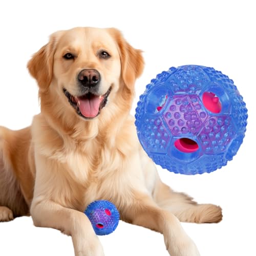 Hundeball mit Zahnpflege Noppen Hundespielzeug aus Naturkautschuk - Robuster Ball Ø 7,5cm - Hundespielball für Große & Kleine Hunde - Kauspielzeug aus Naturgummi für Leckerli (Blau) von Riolino mit der Pfote direkt ins Herz