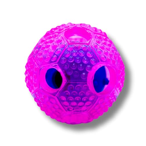 Hundeball mit Zahnpflege Noppen Hundespielzeug aus Naturkautschuk - Robuster Ball Ø 7,5cm - Hundespielball für Große & Kleine Hunde - Kauspielzeug aus Naturgummi für Leckerli (Pink) von Riolino mit der Pfote direkt ins Herz