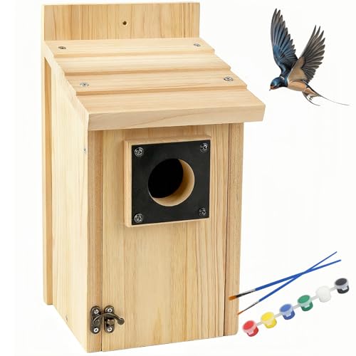 Vogelhäuser aus Holz für draußen mit Farbset, Basteln & DIY Vogelhaus-Kits für Erwachsene und Kinder zum Bauen, Vogelhaus für den Außenbereich für Bluebird Finken Schwalbe Zaunkönig Küken Vogelhäuser aus Holz für draußen mit Farbset, Basteln & DIY Vogelhaus-Kits für Erwachsene und Kinder zum Bauen, Vogelhaus für den Außenbereich für Bluebird Finken Schwalbe Zaunkönig Küken von Rioychan