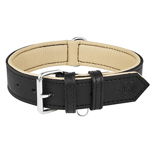 Riparo Echtes Leder Verstellbares Hundehalsband mit Zusätzlicher Verstärkung (S: 1,9CM Breit für 25,5CM - 34,3CM Hals, Schwarz) von Riparo Motorsports