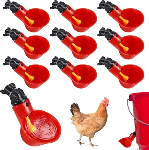 Risegun Geflügel Trinkbecher, 10 Stück Kunststoff Hühnerwasser Trinkbecher, Huhn Automatischer Wasserspender Verwendet, für Vögel Hühner Geflügel Kükenstall von Risegun