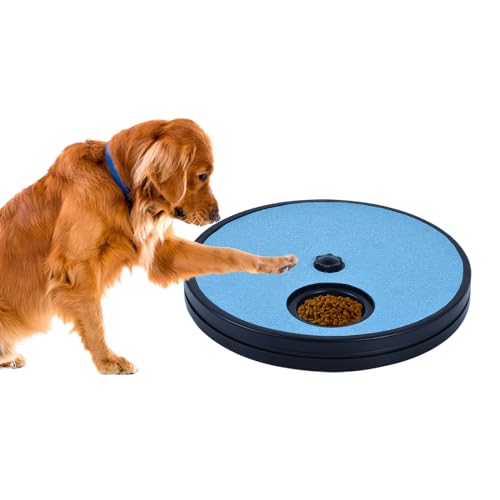 Rislobx 3 in 1 drehbares rundes Hunde-Kratzbrett mit Lebensmittelaufbewahrungsfach Box Nagelschleifer Krallenpflege, stressfreies Hundekratzpad (Blau) von Rislobx