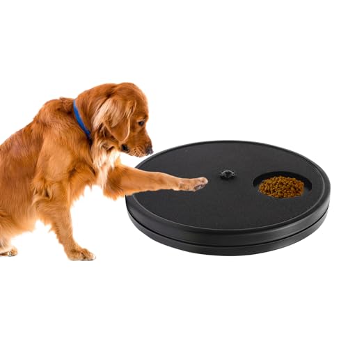 Rislobx Hund Nagel Kratzbrett, 3 in 1 Drehbar Rund Hund Kratzbrett mit Futter Aufbewahrungsfach Box Nagelschleifer Krallenpflege, Stressfrei Hund Kratzpad (Schwarz) von Rislobx
