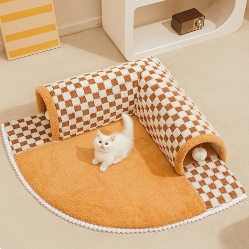 Katzenbett Tunnel, Indoor Plüsch Katzen Tunnel Bett, Weiche Katzenbett Höhle, 2 In 1 Katzentunnel Mit Plüschball, Lustiger Plüsch Plaid Katzentunnel Mit Teppich, Katze Aktivitätsmatte, Winter Haustier Katzenbett Tunnel, Indoor Plüsch Katzen Tunnel Bett, Weiche Katzenbett Höhle, 2 In 1 Katzentunnel Mit Plüschball, Lustiger Plüsch Plaid Katzentunnel Mit Teppich, Katze Aktivitätsmatte, Winter Haustier von Ristyur