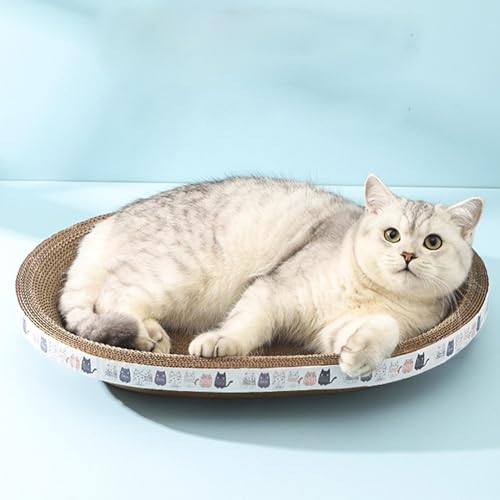 Katzenkratzbrett, 2 In 1 Oval Rund Katzenkratzschale, Katzen Kratzpappe Für Innenbereich, Langlebiges Kätzchen Kratzbrett Spielzeug, Katzen Pappschachtel Katzenbett Zum Schleifen Von Krallen von Ristyur