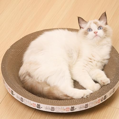 Katzenkratzbrett, 2 In 1 Oval Rund Katzenkratzschale, Katzen Kratzpappe Für Innenbereich, Langlebiges Kätzchen Kratzbrett Spielzeug, Katzen Pappschachtel Katzenbett Zum Schleifen Von Krallen von Ristyur