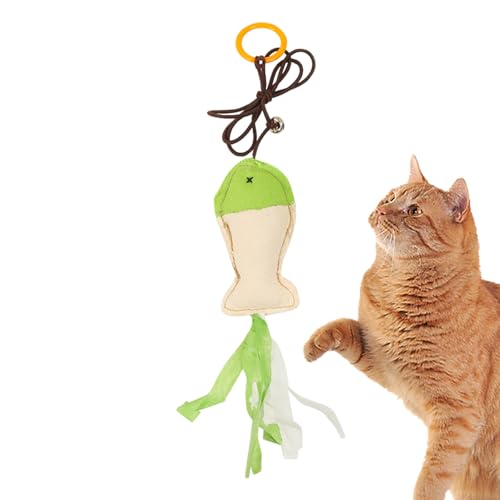 Ristyur Katzen-Fischspielzeug – Lustiges, interaktives Katzenspielzeug, nähbares Katzenspielzeug mit Glocke für Indoor-Katzen zum Laufen und Trainieren, Fisch-Teaser Ristyur Katzen-Fischspielzeug – Lustiges, interaktives Katzenspielzeug, nähbares Katzenspielzeug mit Glocke für Indoor-Katzen zum Laufen und Trainieren, Fisch-Teaser von Ristyur