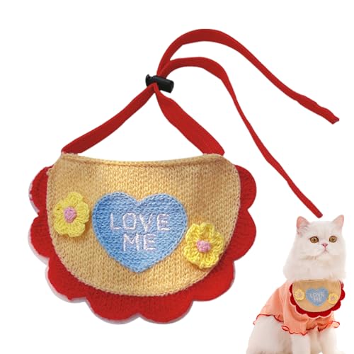 Ristyur Katzen-Lätzchen, niedliches Haustier-Halsband, Halstuch, Sp-Handtuch, handgewebt, verstellbar, für den täglichen Gebrauch, für kleine und mittelgroße Hunde von Ristyur