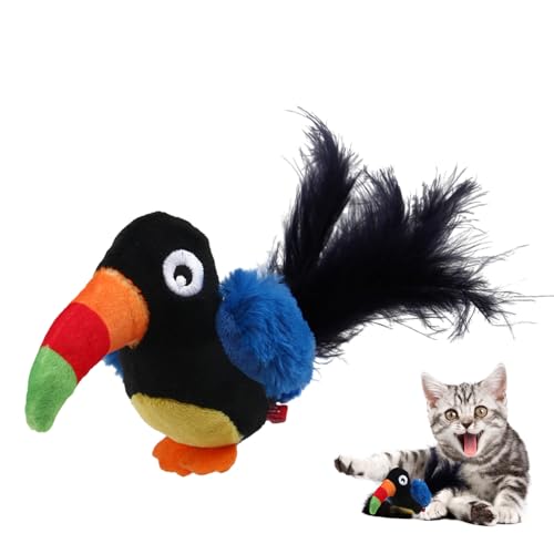 Ristyur Spielzeugvogel für Katzen, Katzenspielzeug mit Sound - Flanell-Papageienförmiges Haustierspielzeug | Niedliches Vogelspielzeug mit Sound zum Spielen, Trainieren, intelligentes von Ristyur