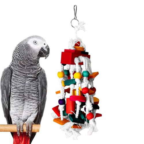 Ristyur Vogel-Kauspielzeug – Papageienspielzeug mit mehrfarbigen natürlichen Holzblöcken, Beiß- und Reißspielzeug, Vogelkäfig-Zubehör für Papageien, Nymphensittiche Ristyur Vogel-Kauspielzeug – Papageienspielzeug mit mehrfarbigen natürlichen Holzblöcken, Beiß- und Reißspielzeug, Vogelkäfig-Zubehör für Papageien, Nymphensittiche von Ristyur
