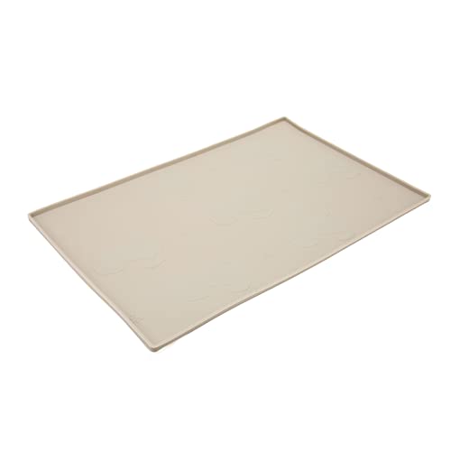 Haustierfuttermatte, Hundefuttermatte, Leicht zu Reinigendes, Lebensmittelechtes Silikon mit Verzogenen Kanten für Böden (Beige) von Riuulity