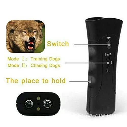 Riuulity LED -Taschenlampe Ultraschall -Hundebellen -Abschreckungsvorrichtung mit Infrarotlicht, Tragbares Trainingswerkzeug Zur Korrekturverhalten - Schwarzes ABS -Material von Riuulity