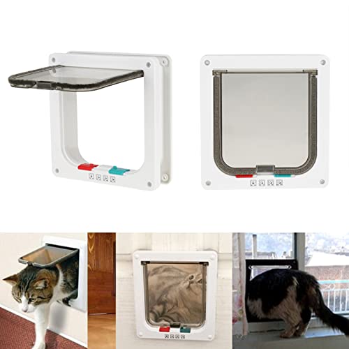 Riuulity Schließbare Hundekatze Kätzchen -Tür mit 4 -Wege Verriegelungssystem, Wetterfeste Katzenklappenentür für Kleine Hunde, Einfache Installation für Innen und Außenwände von Riuulity