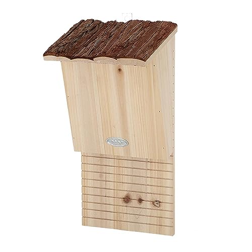 Rivanto® Fledermauskasten mit Rindendach, H40 x 20 x 15 cm, Nistkasten aus Tannenholz, Wandmontage von Rivanto