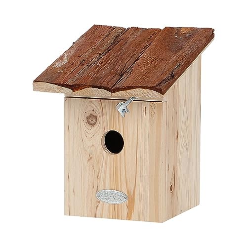 Rivanto® Nistkasten Kohlmeise Rindendach aus Tannenholz, H24,5 x 20,5 x 20,5 cm, natürliches Vogelhaus mit Dach für Wildvögel, aus Holz von Rivanto