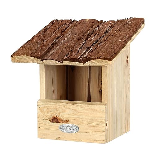 Rivanto® Nistkasten Rotkehlchen Rindendach aus Tannenholz, H24,5 x 20,5 x 20,5 cm, natürliches Vogelhaus mit Dach für Wildvögel, aus Holz von Rivanto