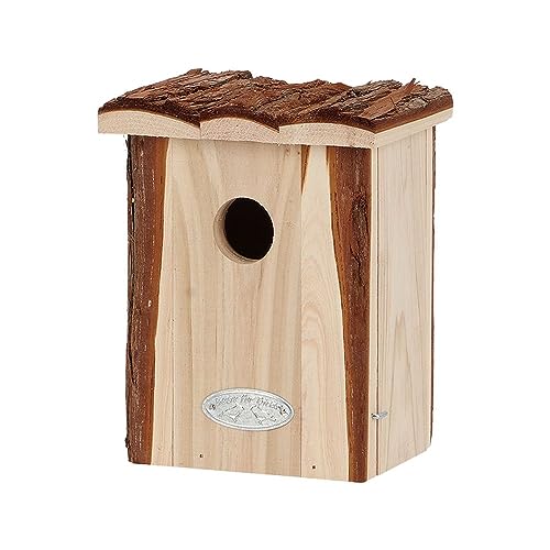 Rivanto® Nistkasten Zaunkönig Rindendach aus Tannenholz, H17 x 13,5 x 12,5 cm, natürliches Vogelhaus mit Dach für Wildvögel, aus Holz von Rivanto